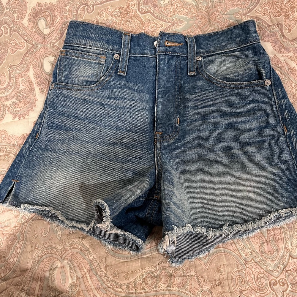 Madewell High Rise Jean shorts with small side slit